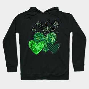 Three green hearts with different patterns. Enjoy St. Patrick's Day! Hoodie